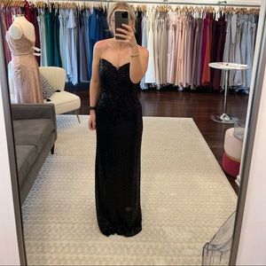Amsale Sequin Black Dress Size 8